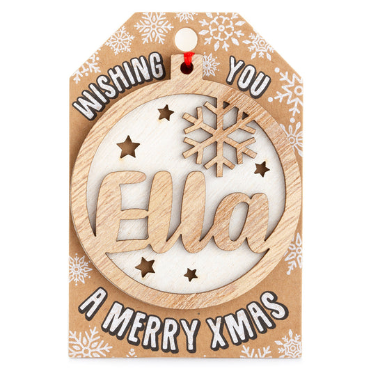 TD061 - Personalised Wooden Tree Decoration-Ella