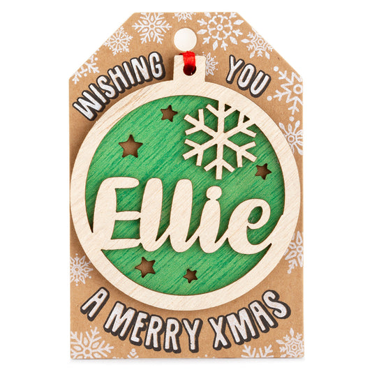 TD062 - Personalised Wooden Tree Decoration-Ellie