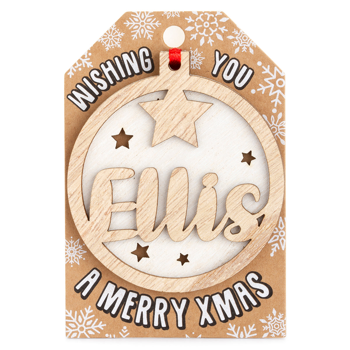 TD064 - Personalised Wooden Tree Decoration-Ellis