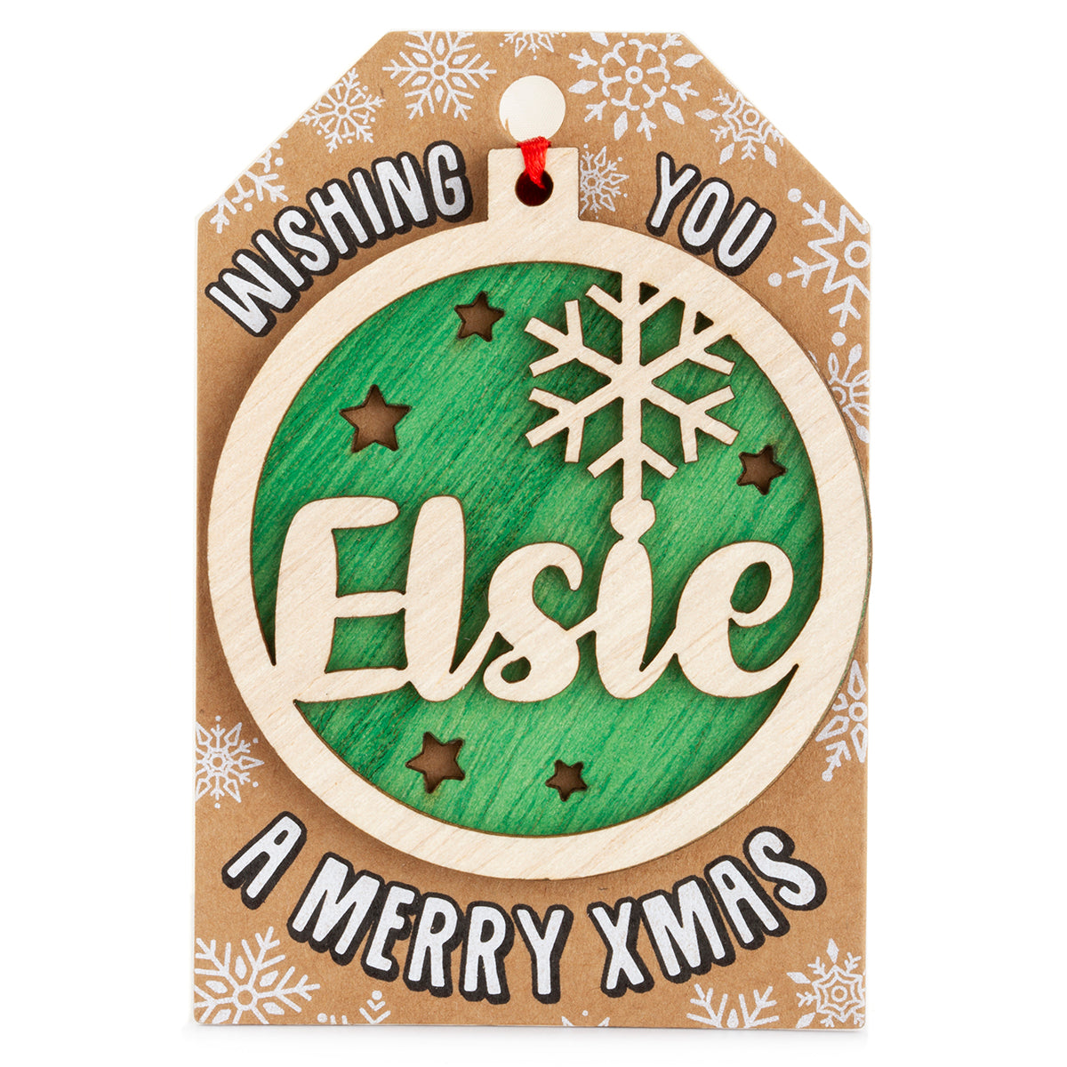 TD065 - Personalised Wooden Tree Decoration-Elsie