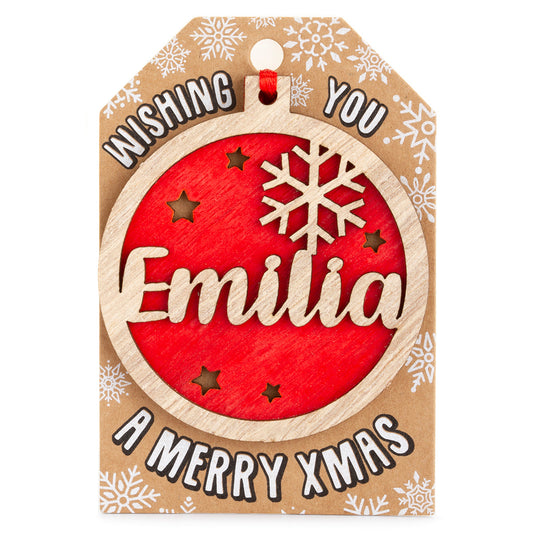 TD066 - Personalised Wooden Tree Decoration-Emilia