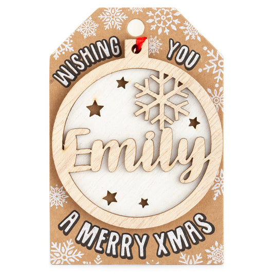 TD067 - Personalised Wooden Tree Decoration-Emily