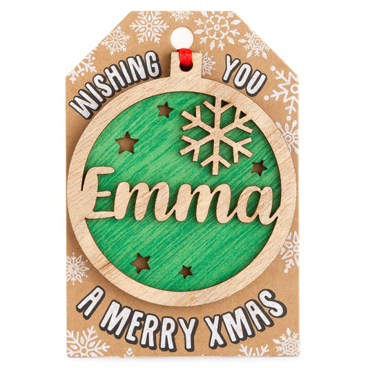 Personalised Wooden Tree Decoration-Emma