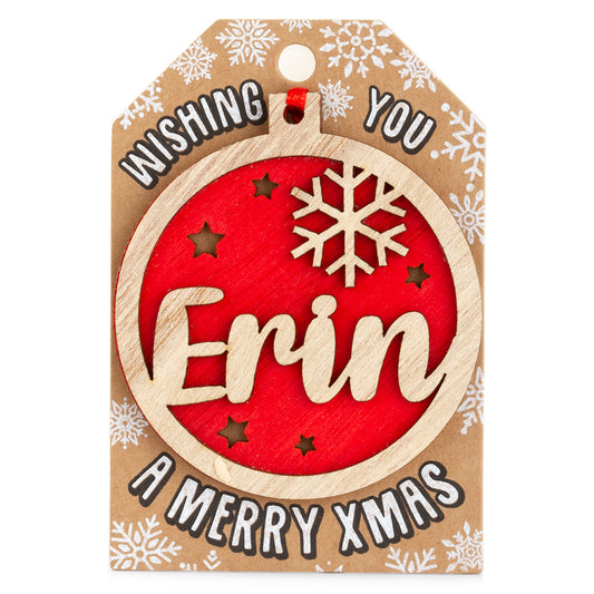 Personalised Wooden Tree Decoration-Erin