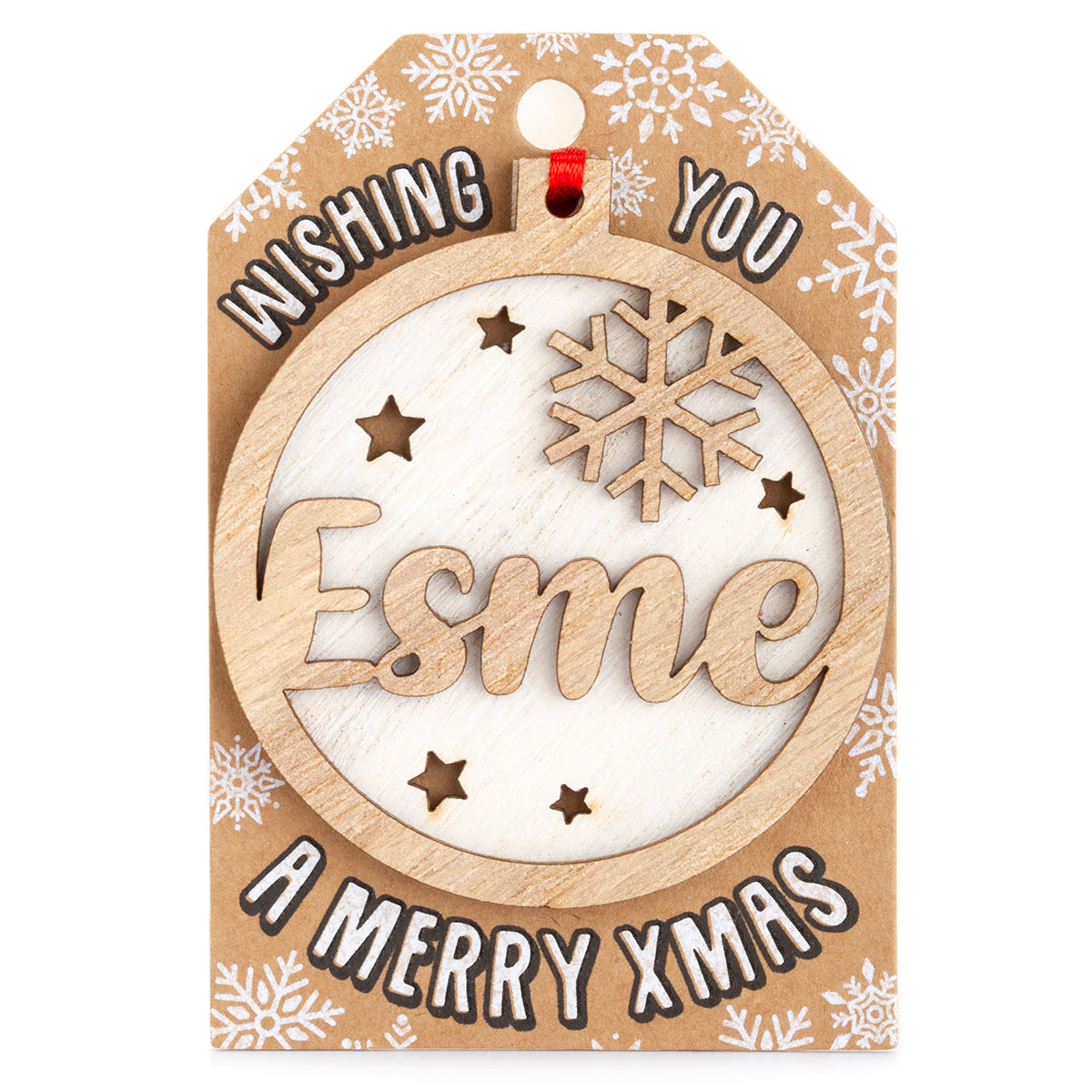 TD070 - Personalised Wooden Tree Decoration-Esme