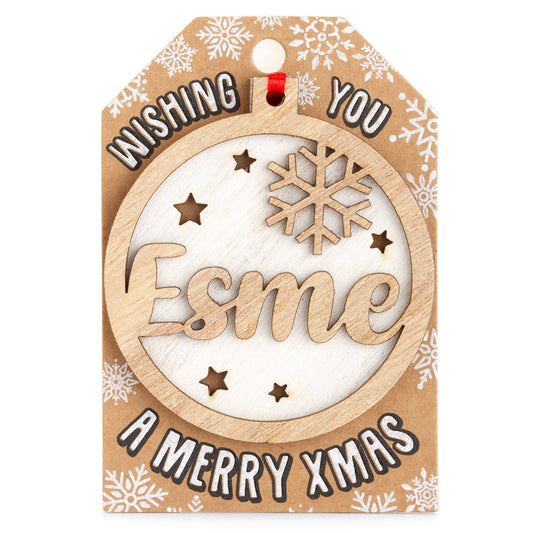 TD070 - Personalised Wooden Tree Decoration-Esme