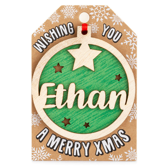 TD071 - Personalised Wooden Tree Decoration-Ethan