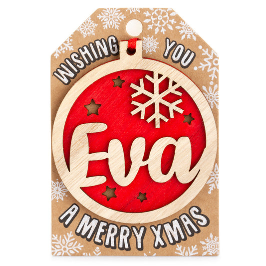 TD072 - Personalised Wooden Tree Decoration-Eva