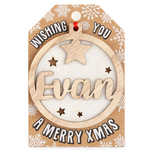 Personalised Wooden Tree Decoration-Evan