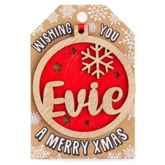 TD075 - Personalised Wooden Tree Decoration-Evie