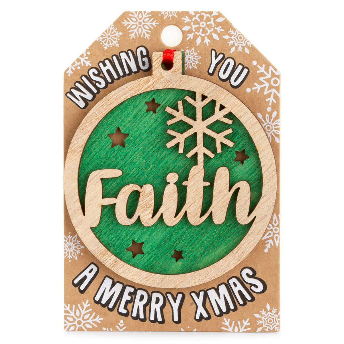 TD077 - Personalised Wooden Tree Decoration-Faith