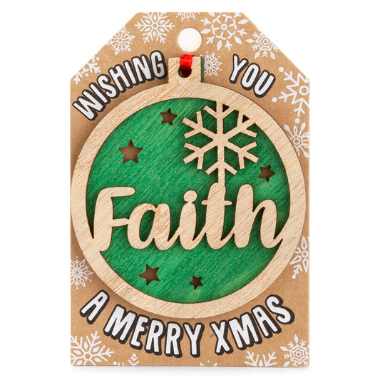 TD077 - Personalised Wooden Tree Decoration-Faith
