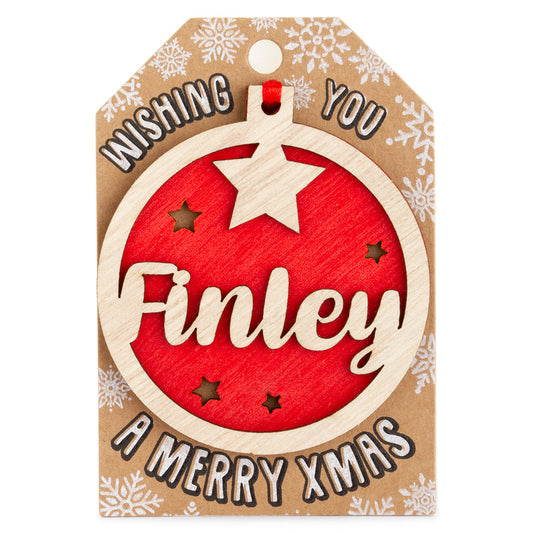 Personalised Wooden Tree Decoration-Finley