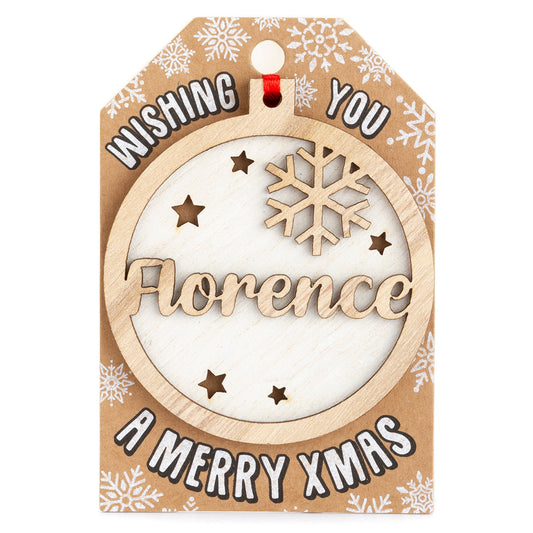 TD079 - Personalised Wooden Tree Decoration-Florence