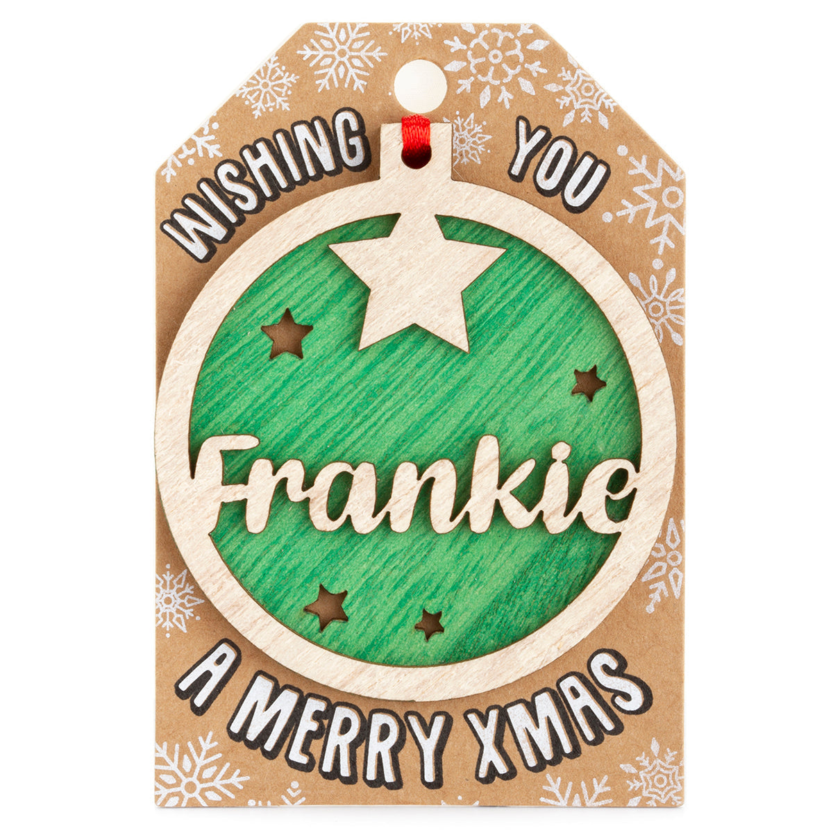 TD080 - Personalised Wooden Tree Decoration-Frankie