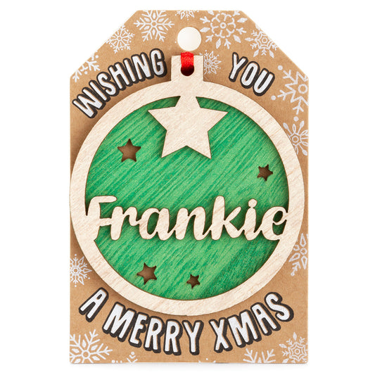 TD080 - Personalised Wooden Tree Decoration-Frankie