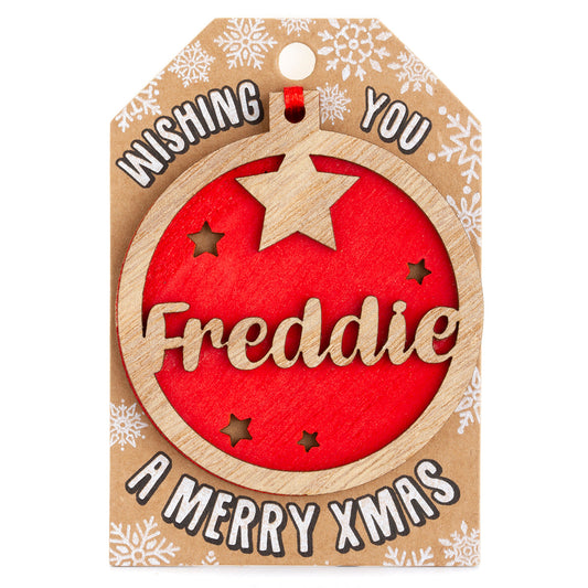 Personalised Wooden Tree Decoration-Freddie