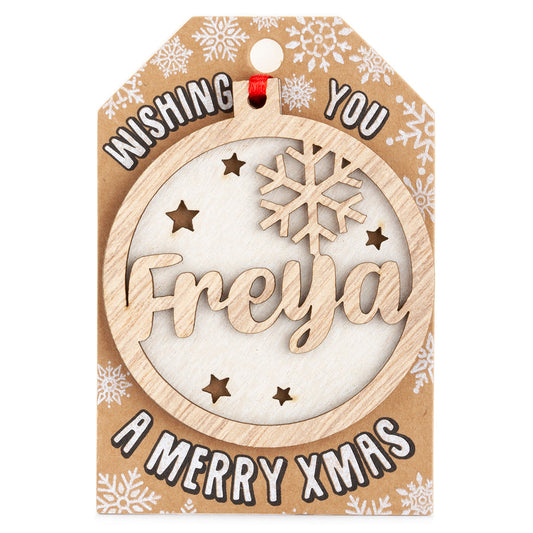 TD082 - Personalised Wooden Tree Decoration-Freya