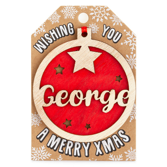 Personalised Wooden Tree Decoration-George