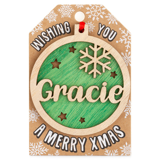 TD086 - Personalised Wooden Tree Decoration-Gracie