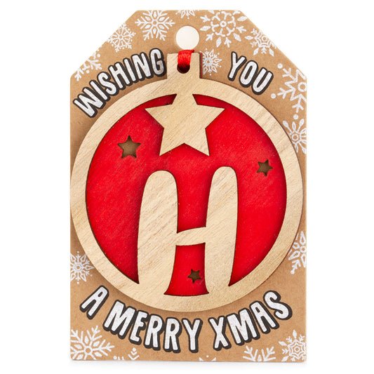 Personalised Wooden Tree Decoration-H