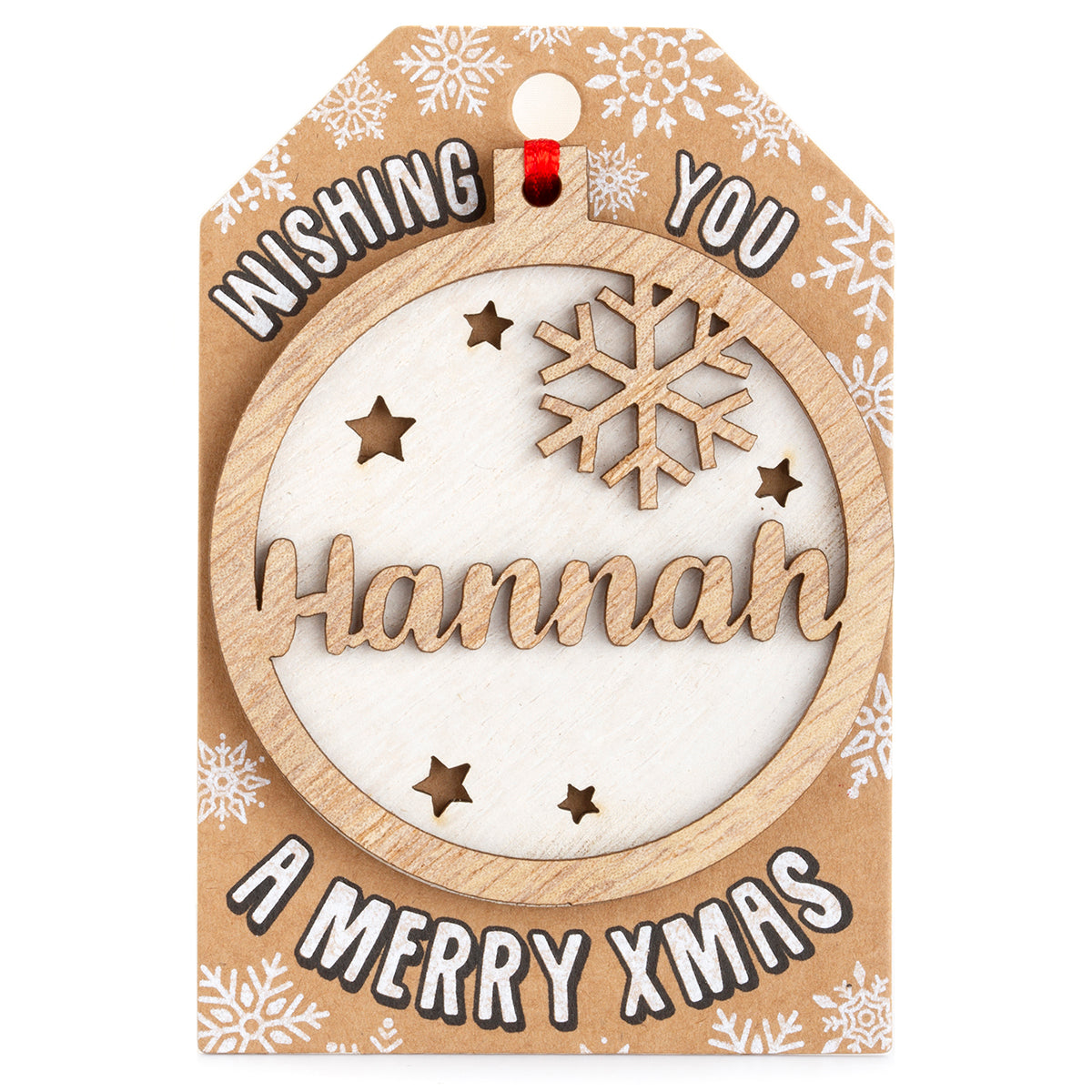 TD088 - Personalised Wooden Tree Decoration-Hannah