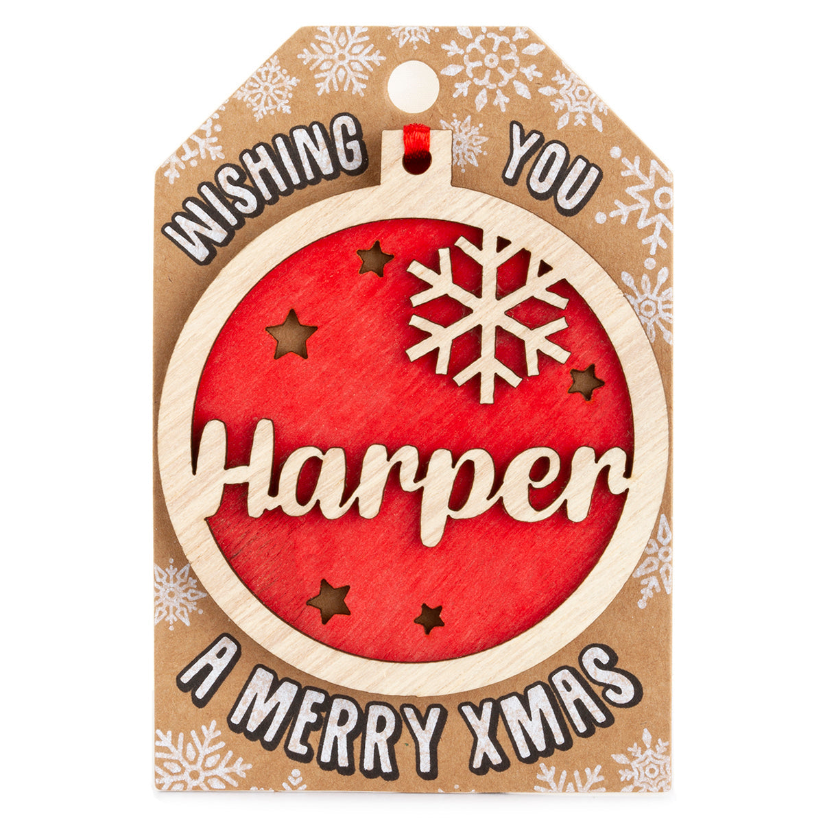 TD090 - Personalised Wooden Tree Decoration-Harper