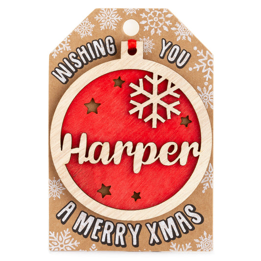 TD090 - Personalised Wooden Tree Decoration-Harper