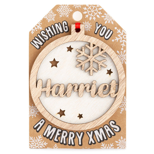 TD091 - Personalised Wooden Tree Decoration-Harriet