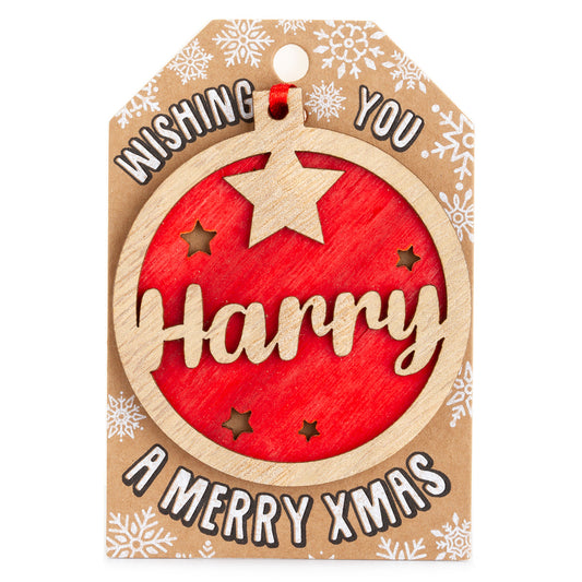 TD093 - Personalised Wooden Tree Decoration-Harry