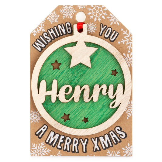 Personalised Wooden Tree Decoration-Henry