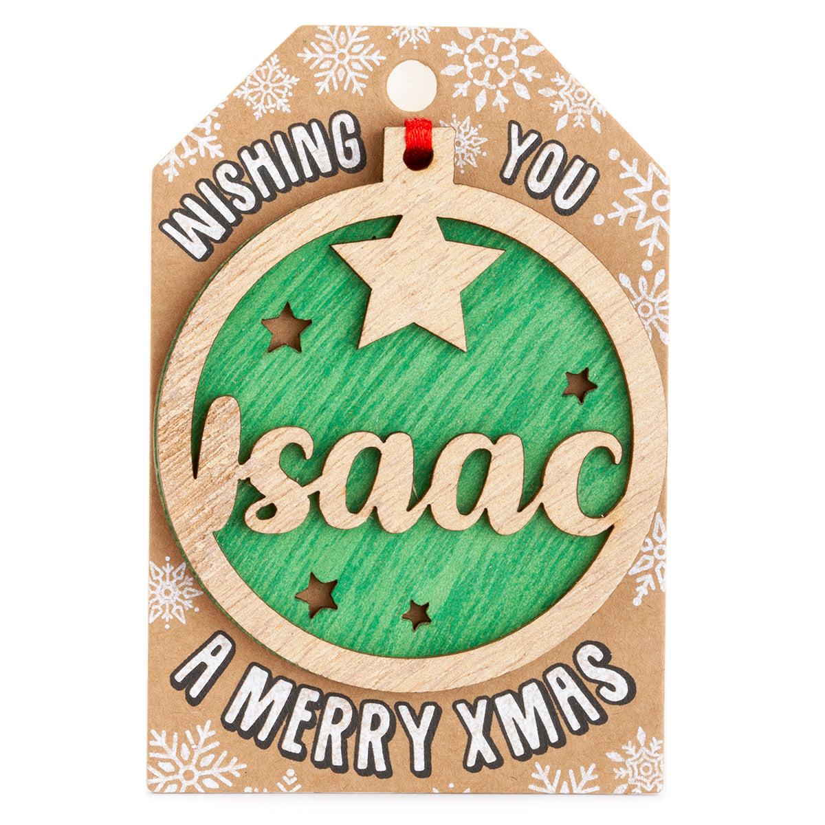 TD100 - Personalised Wooden Tree Decoration-Isaac
