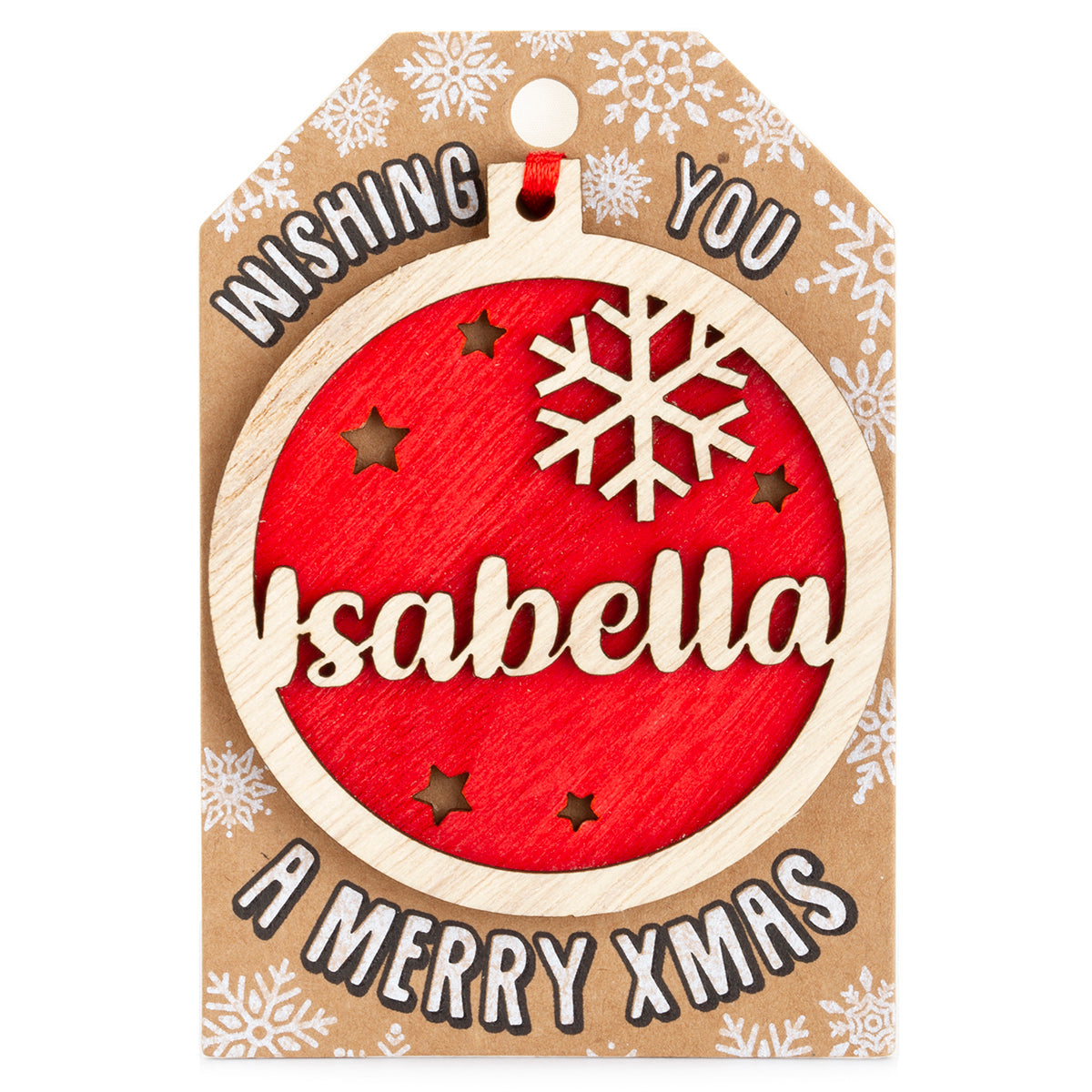 TD101 - Personalised Wooden Tree Decoration-Isabella