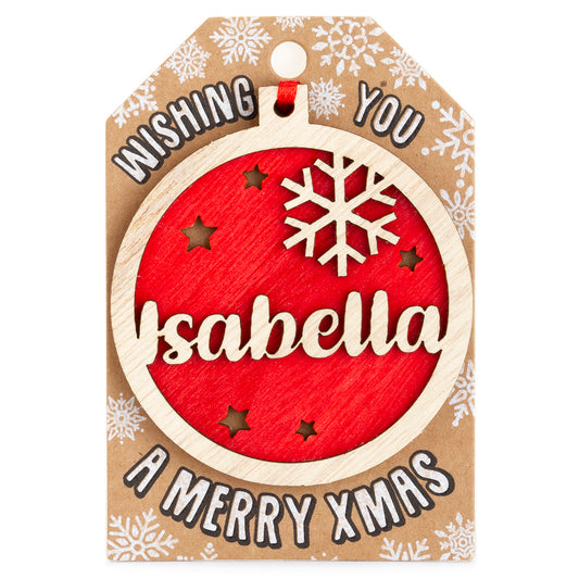 TD101 - Personalised Wooden Tree Decoration-Isabella
