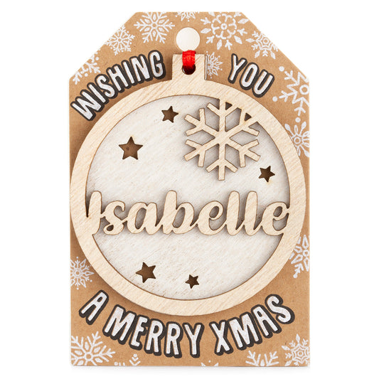 TD102 - Personalised Wooden Tree Decoration-Isabelle