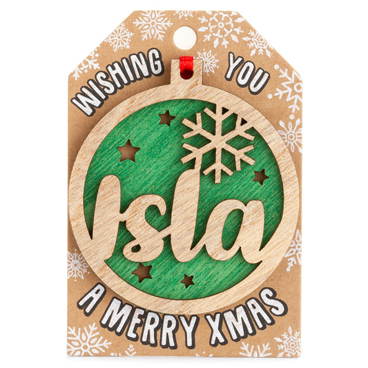 Personalised Wooden Tree Decoration-Isla