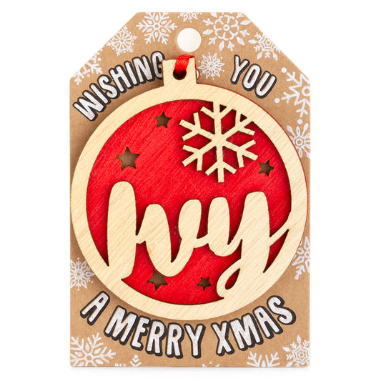 Personalised Wooden Tree Decoration-Ivy