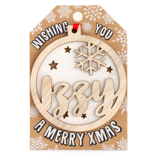 TD105 - Personalised Wooden Tree Decoration-Izzy