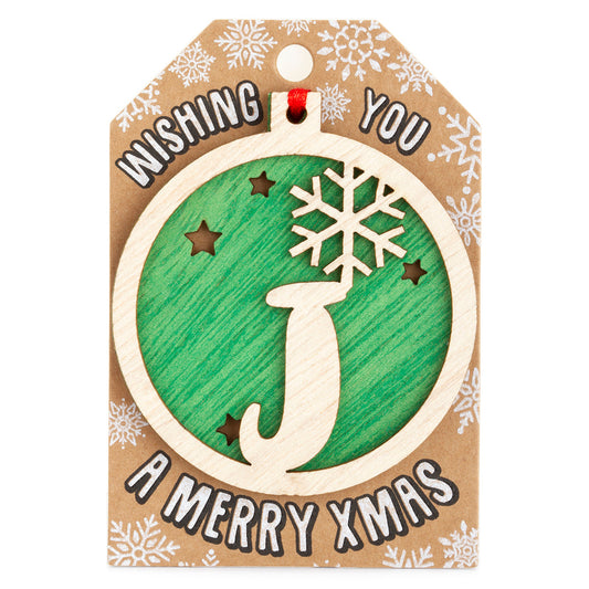 Personalised Wooden Tree Decoration-J