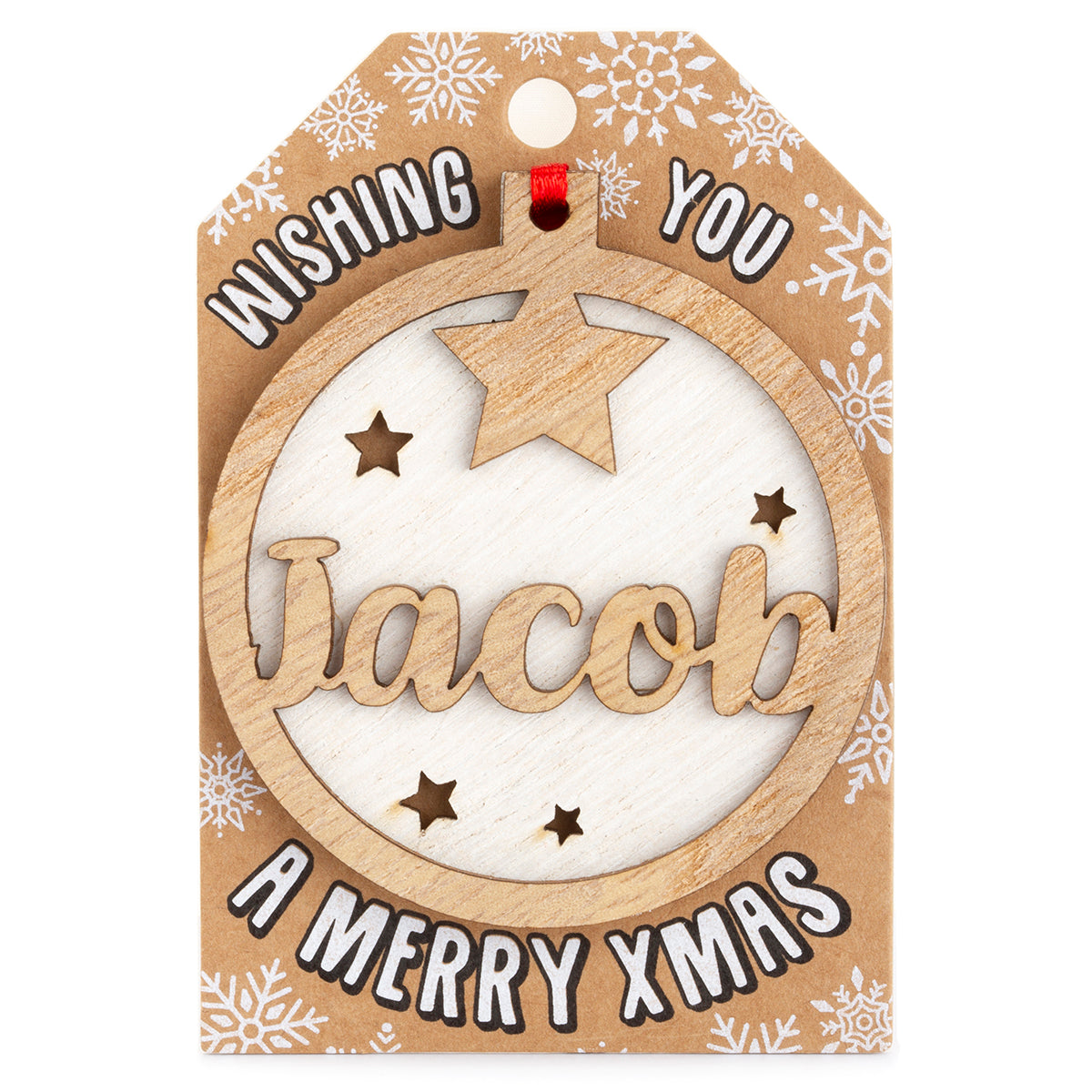 TD108 - Personalised Wooden Tree Decoration-Jacob