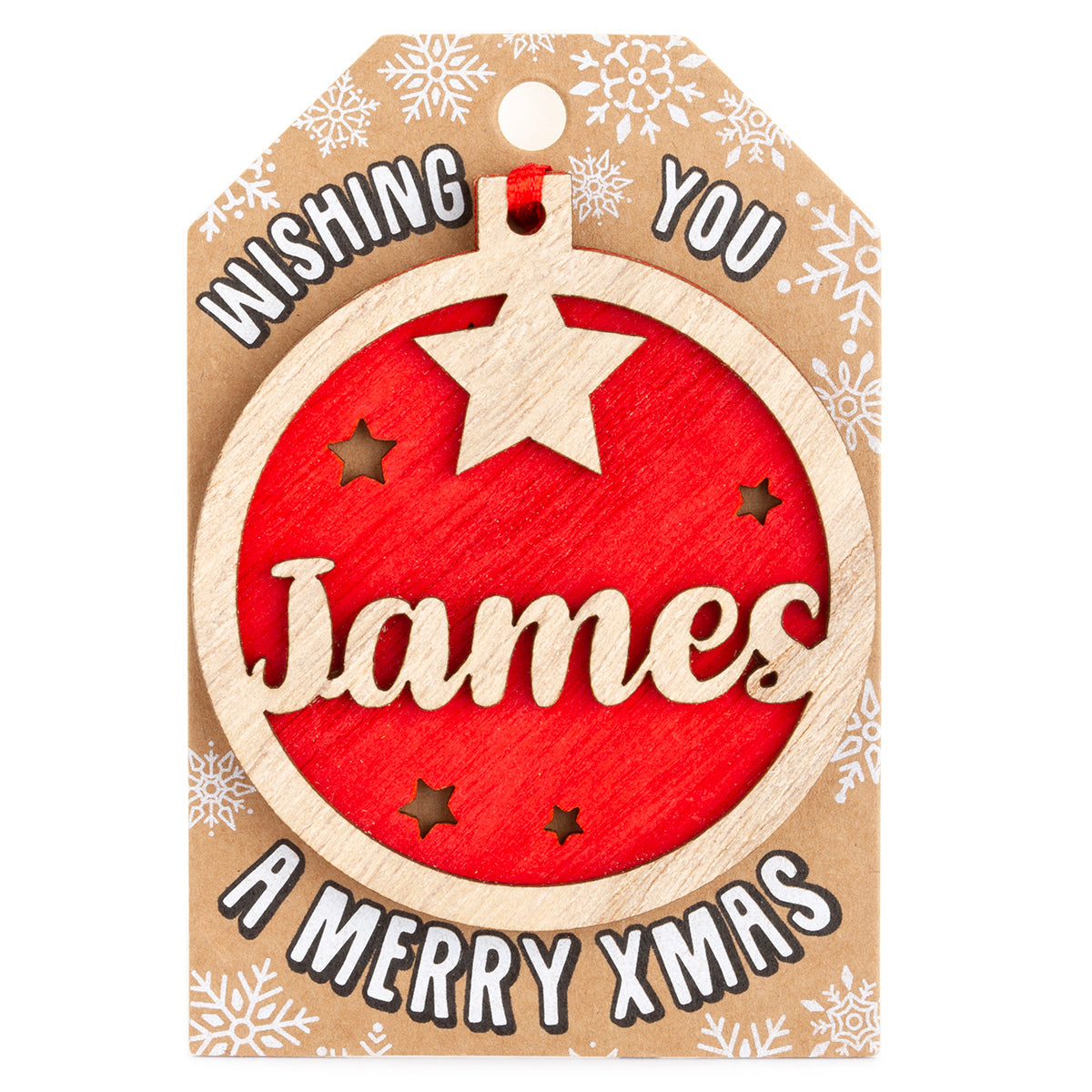 TD110 - Personalised Wooden Tree Decoration-James