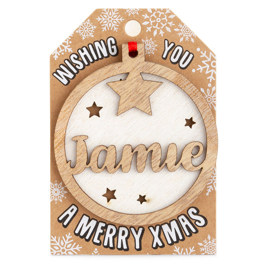 Personalised Wooden Tree Decoration-Jamie