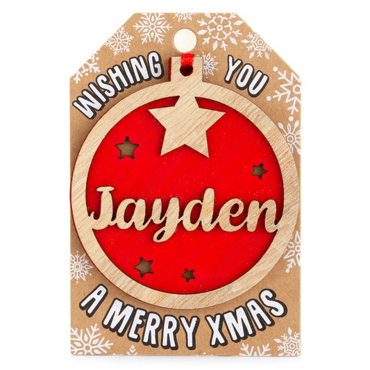 TD113 - Personalised Wooden Tree Decoration-Jayden