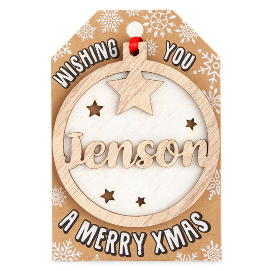 Personalised Wooden Tree Decoration-Jenson