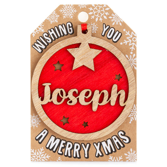 Personalised Wooden Tree Decoration-Joseph