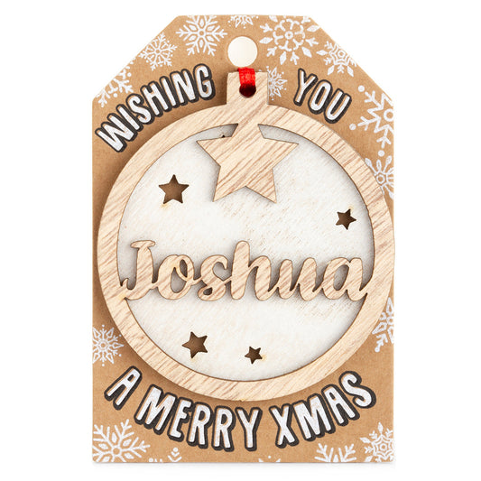 TD117 - Personalised Wooden Tree Decoration-Joshua
