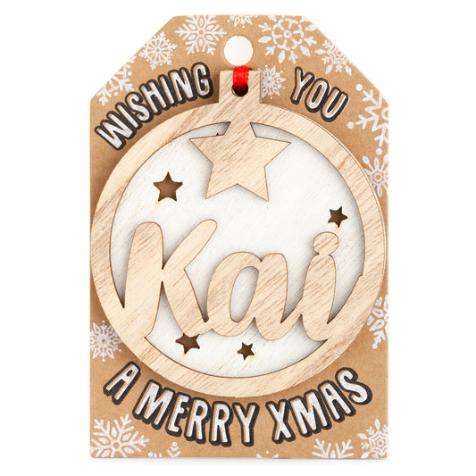 Personalised Wooden Tree Decoration-Kai