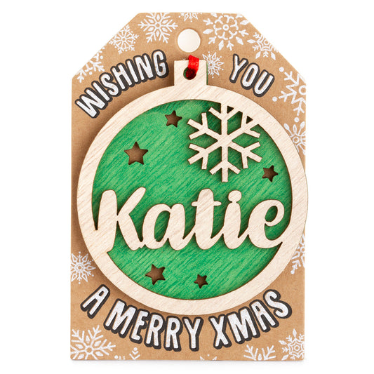Personalised Wooden Tree Decoration-Katie