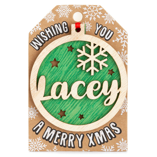 TD124 - Personalised Wooden Tree Decoration-Lacey