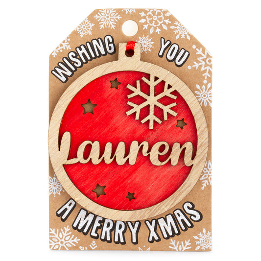 TD125 - Personalised Wooden Tree Decoration-Lauren